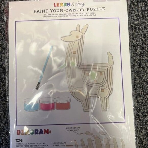 Learn & Play Paint-Your-Own 3D Llama Puzzle Kit - Picture 1 of 1